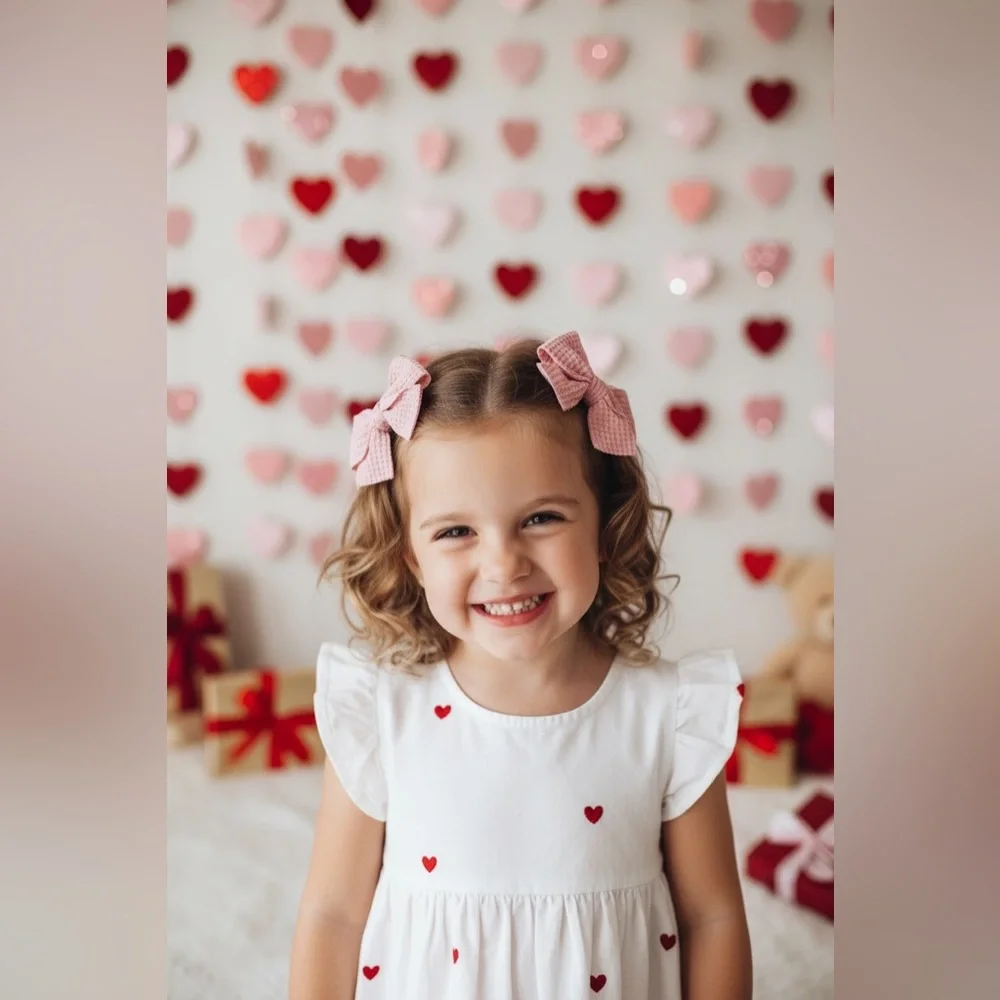 Waffle Mini light Pink Textured Hair Bows for Kids